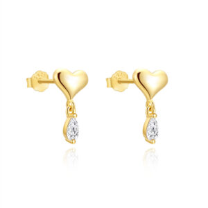 Loving Heart In Sterling Silver Horse Eye Zircon Pendant Earrings
