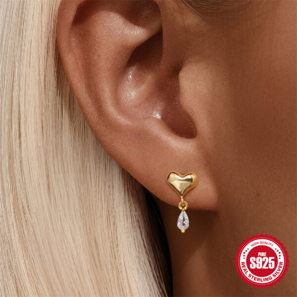 Loving Heart In Sterling Silver Horse Eye Zircon Pendant Earrings