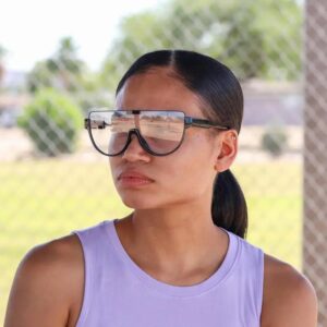 2D Flat - Stylish Large Size Flat Top Trendy Glasses, Unisex - Black Frame, Oversized One-Piece Lenses-Selling On Temu Is Prohibited