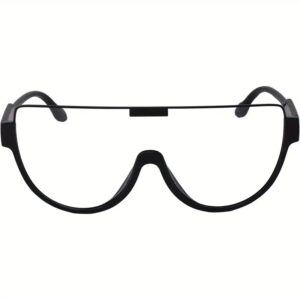 2D Flat - Stylish Large Size Flat Top Trendy Glasses, Unisex - Black Frame, Oversized One-Piece Lenses-Selling On Temu Is Prohibited