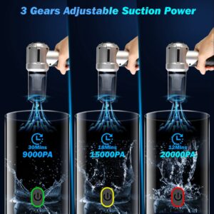 1Pc Cordless Car Vacuum Cleaner Portable Handheld Vacuum With 20000PA Suction Brushless Motor 3 Suction Levels Type-C Rechargeable Compressed Air Duster Blower For Home Car Camp Office