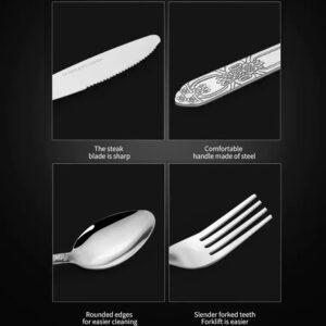 Deluxe Premium Cutlery Flatware Set For The Home - Stainless Steel Cutlery Service With 1 Dinner Fork, 1 Dinner Knife, 1 Dinner Spoon And 1 Tea Spoon - Durable, Elegant And Rust-resista