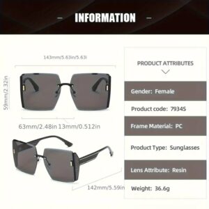 2D Flat - Stylish Large Size Flat Top Trendy Glasses, Unisex - Black Frame, Oversized One-Piece Lenses-Selling On Temu Is Prohibited