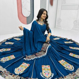 Pure Cotton Navratri Chaniya Choli (Blue) | Gamathi Work | Fully Stitched Lehenga & Blouse with Dupatta