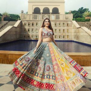 Muslin Cotton Navratri Chaniya Choli | Digital Print & Real Mirror Work | Stitched Lehenga with Unstitched Blouse